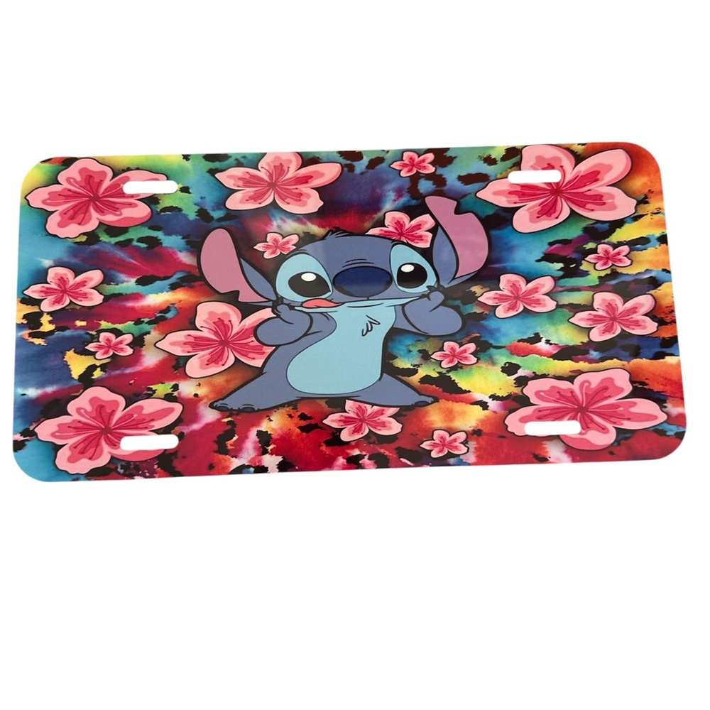 Colorful Kids' Floral Stitch Character license plate